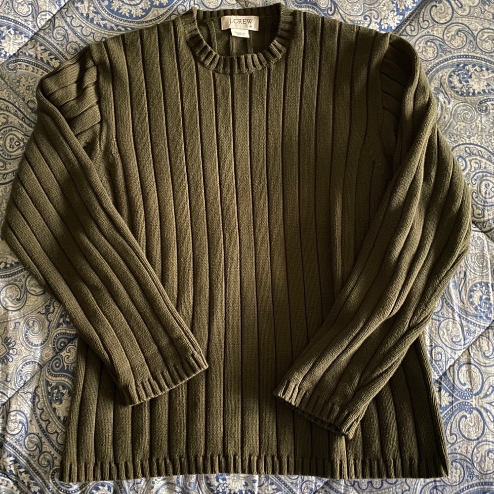 J crew green ribbed sweater